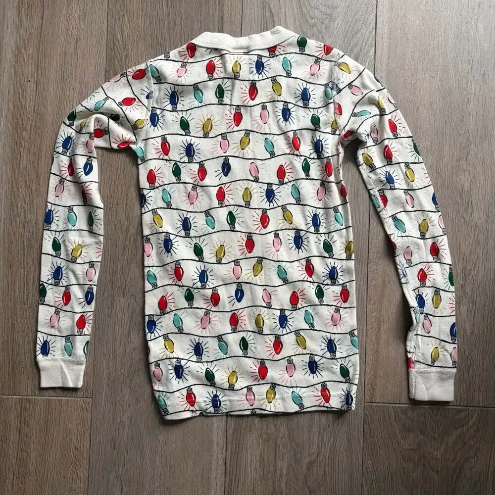 Hanna Andersson Holiday Christmas Lights Pajama Long John Top Size 10